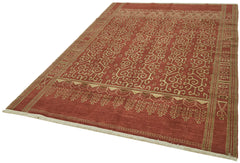 Tebriz Red Classic Wool Cotton Handmade Rug 6'0'' x 8'8''
