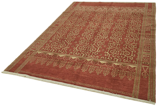 Tebriz Red Classic Wool Cotton Handmade Rug 6'0'' x 8'8''