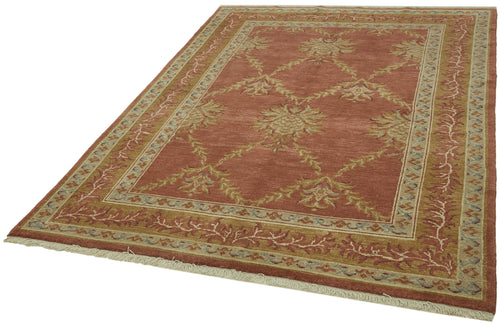 Tebriz Red Classic Wool Cotton Handmade Rug 5'9'' x 7'7''