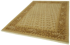 Tebriz Beige Classic Wool Cotton Handmade Rug 6'8'' x 9'3''