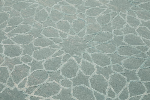 Tebriz Blue Classic Wool Cotton Handmade Rug 6'2'' x 8'7''