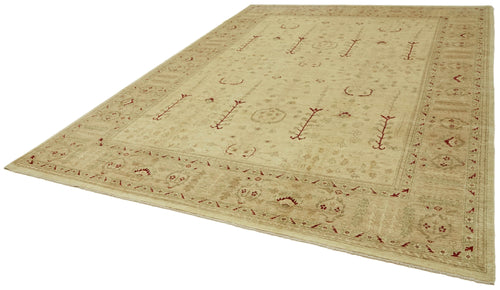 Tebriz Beige Classic Wool Cotton Handmade Rug 9'1'' x 12'4''