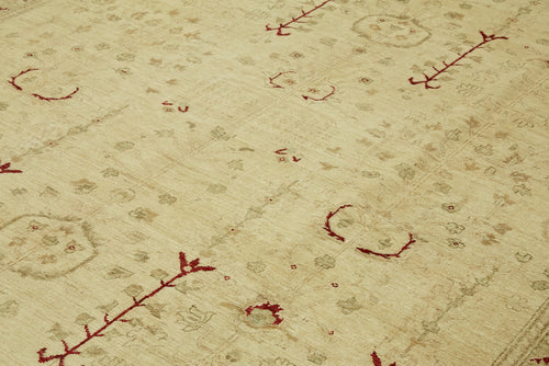 Tebriz Beige Classic Wool Cotton Handmade Rug 9'1'' x 12'4''