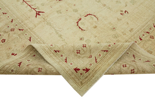 Tebriz Beige Classic Wool Cotton Handmade Rug 9'1'' x 12'4''