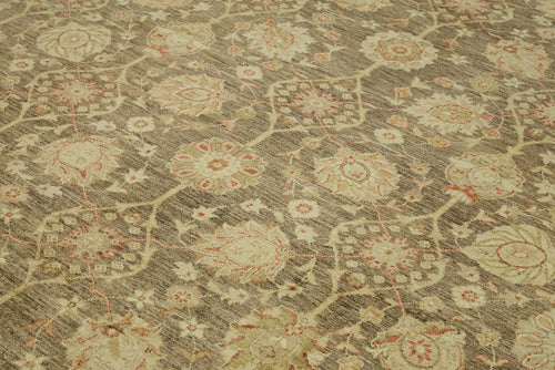 Tebriz Beige Classic Wool Cotton Handmade Rug 9'1'' x 12'3''