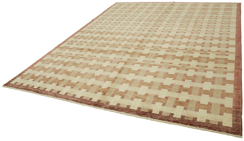 Tebriz Beige Classic Wool Cotton Handmade Rug 9'0'' x 11'7''