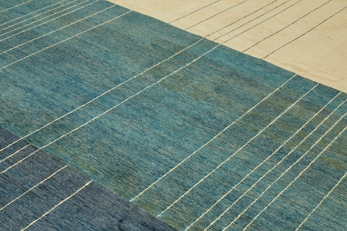 Tebriz Blue Classic Wool Cotton Handmade Rug 8'10'' x 11'5''