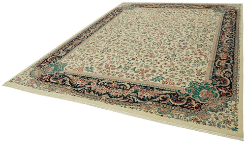 Tebriz Beige Classic Wool Cotton Handmade Rug 9'1'' x 12'0''