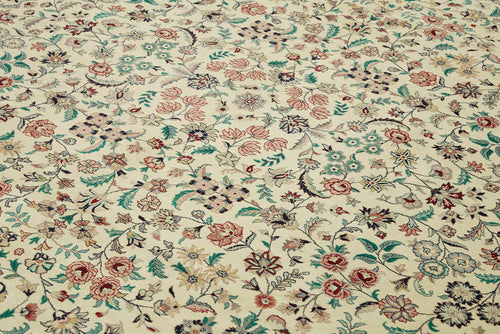 Tebriz Beige Classic Wool Cotton Handmade Rug 9'1'' x 12'0''