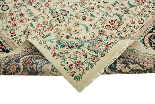 Tebriz Beige Classic Wool Cotton Handmade Rug 9'1'' x 12'0''