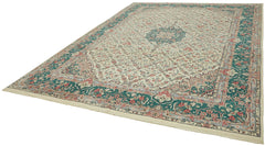 Tebriz Beige Classic Wool Cotton Handmade Rug 9'1'' x 12'1''