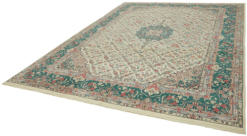 Tebriz Beige Classic Wool Cotton Handmade Rug 9'1'' x 12'1''