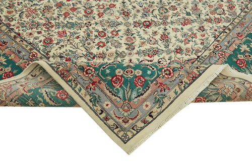 Tebriz Beige Classic Wool Cotton Handmade Rug 9'1'' x 12'1''