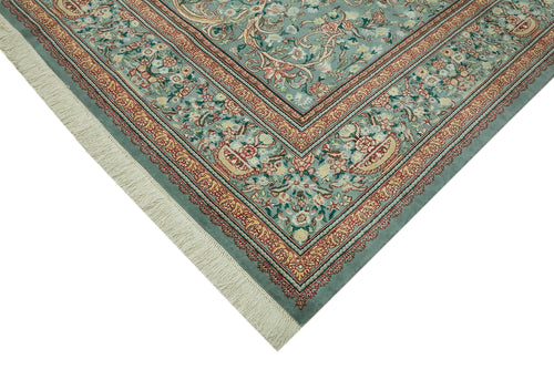 Tebriz Green Classic Wool Cotton Handmade Rug 9'1'' x 12'2''