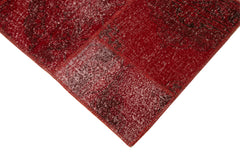 Handmade Area Rug - Kirk Yama Red Patchwork Cotton Wool Carpet 9'x12'