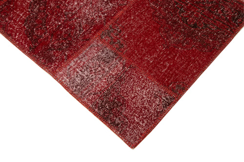 Handmade Area Rug - Kirk Yama Red Patchwork Cotton Wool Carpet 9'x12'