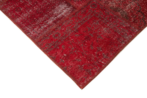 Handmade Area Rug - Red Patchwork Wool Cotton Carpet 8x11 Feet Durable Floor Covering