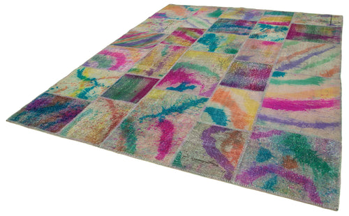 Kirk Yama Pink Patchwork Cotton Wool Handmade Area Rug 8'3'' x 10'1''