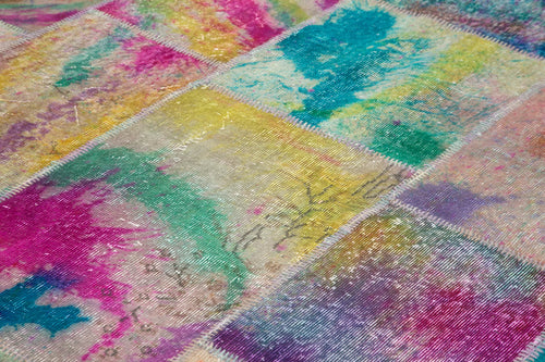 Kirk Yama Pink Patchwork Cotton Wool Handmade Area Rug 8'3'' x 10'1''