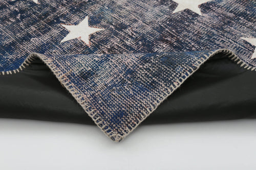 Flag Patchwork Red Figured Cotton Wool Handmade Area Rug 6'7'' x 9'10''