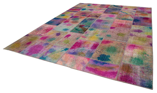 Kirk Yama Pink Patchwork Cotton Wool Handmade Area Rug 9'11'' x 13'3''