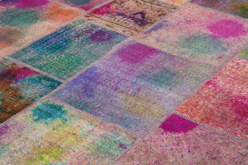 Kirk Yama Pink Patchwork Cotton Wool Handmade Area Rug 9'11'' x 13'3''