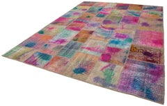 Handmade Area Rug - Pink Patchwork Cotton Wool Rug 8'5'' x 11'6'' by Agacan