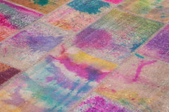 Handmade Area Rug - Pink Patchwork Cotton Wool Rug 8'5'' x 11'6'' by Agacan