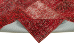Handmade Area Rug - Kirk Yama Red Patchwork Cotton Wool Carpet 8'2'' x 11'6''