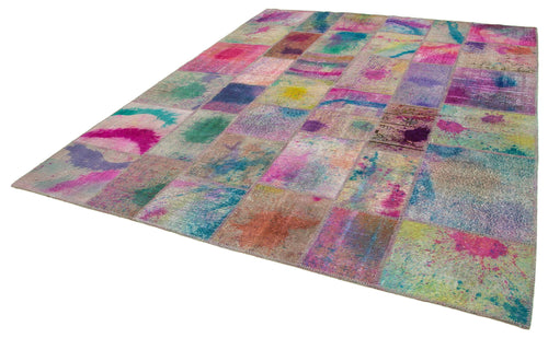 Kirk Yama Pink Patchwork Cotton Wool Handmade Area Rug 8'0'' x 9'11''