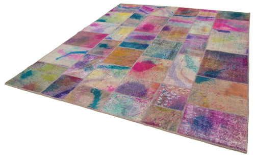 Kirk Yama Pink Patchwork Cotton Wool Handmade Area Rug 8'1'' x 9'9''