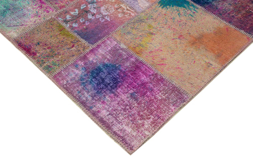 Kirk Yama Pink Patchwork Cotton Wool Handmade Area Rug 8'1'' x 9'9''
