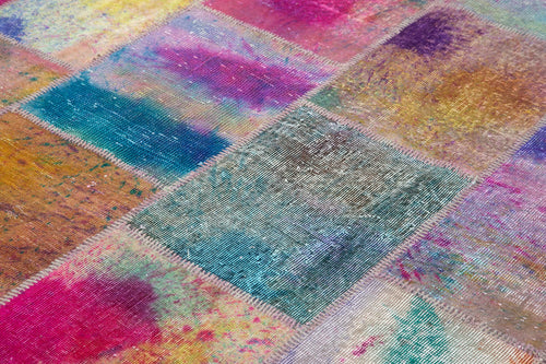 Kirk Yama Pink Patchwork Cotton Wool Handmade Area Rug 8'1'' x 9'9''