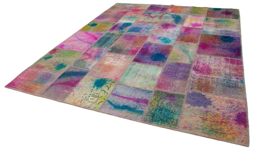 Kirk Yama Pink Patchwork Cotton Wool Handmade Area Rug 7'10'' x 9'10''