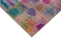 Kirk Yama Pink Patchwork Cotton Wool Handmade Area Rug 7'10'' x 9'10''