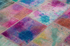 Kirk Yama Pink Patchwork Cotton Wool Handmade Area Rug 7'10'' x 9'10''