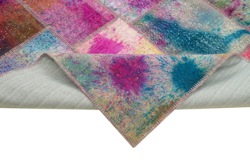 Kirk Yama Pink Patchwork Cotton Wool Handmade Area Rug 7'10'' x 9'10''