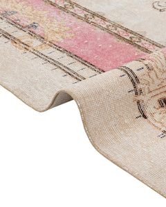 Handmade Wool Rug – Vintage Beige Medallion Cotton Blend Classic Area Carpet 6'11"x10'4"