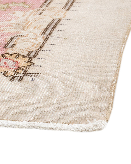 Handmade Wool Rug – Vintage Beige Medallion Cotton Blend Classic Area Carpet 6'11"x10'4"