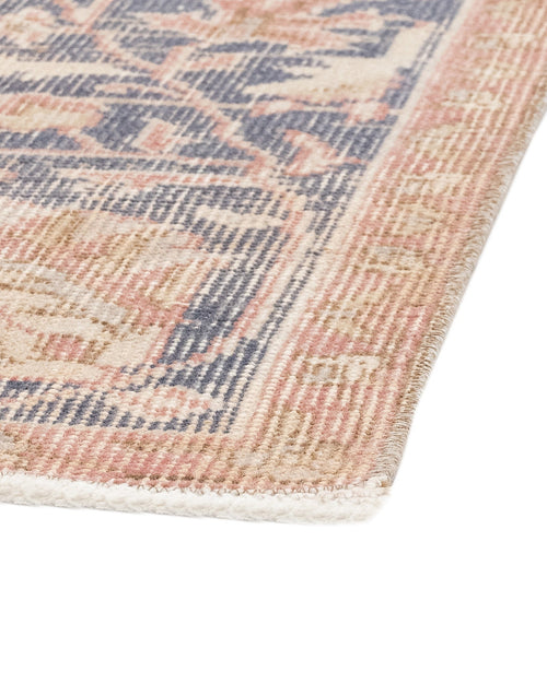 Handmade Wool Rug Vintage Navy Frame 6'6" x 10'9" | Cotton Wool Carpet