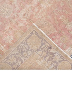 Handmade Wool Rug Vintage Navy Frame 6'6" x 10'9" | Cotton Wool Carpet