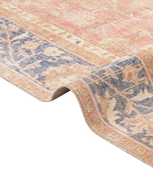 Handmade Wool Rug Vintage Navy Frame 6'6" x 10'9" | Cotton Wool Carpet