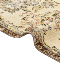 Handmade Wool Rug - Vintage Brown Medallion 6'x9'8" Anatolian Woven Carpet