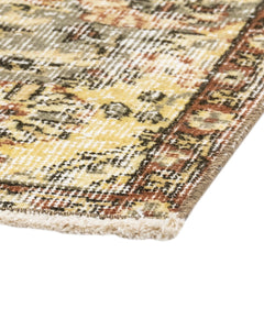 Handmade Wool Rug - Vintage Brown Medallion 6'x9'8" Anatolian Woven Carpet