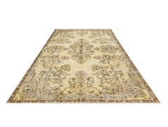 Handmade Wool Rug - Vintage Brown Medallion 6'x9'8" Anatolian Woven Carpet