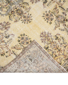 Handmade Wool Rug - Vintage Brown Medallion 6'x9'8" Anatolian Woven Carpet