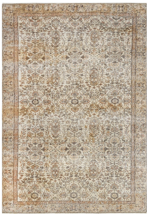 Handmade Wool Cotton Rug - Vintage Medallion 5x9 Brown Area Carpet for Living Room