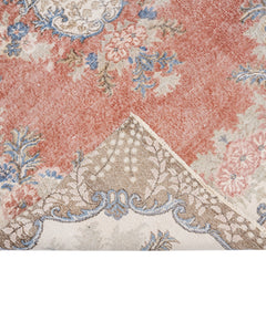 Handmade Wool Rug - Vintage Red Medallion 5x10 Cotton Wool Area Carpet