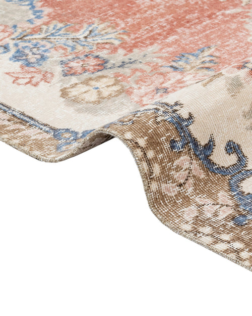 Handmade Wool Rug - Vintage Red Medallion 5x10 Cotton Wool Area Carpet