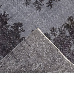 Handmade Wool Rug - Vintage Black Medallion 5x9 Cotton Blend Carpet for Living Room